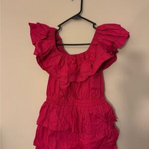 Elegant Off Shoulder Pink Ruffled Romper